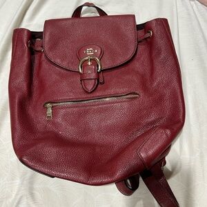 Coach Red Leather Backpack with Adjustable Straps